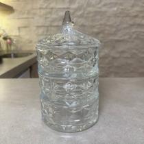 Potiche Empilhável de Vidro Lapidado 25x13cm