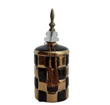 Potiche Formosa Grande Quadriculado Preto Dourado Potiche Formosa Grande Quadriculado Preto Dourado