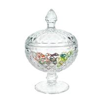 Potiche Lumiére De Vidro Com Pé Bomboniere Porta Doces 18cm