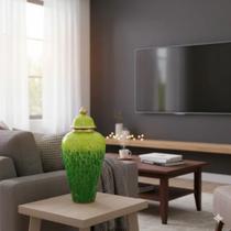 Potiche Midori Home&Co 48x21x21cm Cerâmica Verde Enfeite Decoração para Sala Mesa e Estante Potiche Midori Home&Co 48x21x21cm Cerâmica Verde Enfeite Decoração para Sala Mesa e Estante