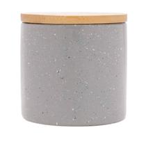 Potiche porcelana decor com tampa de madeira grey granilite cinza 10 x 10 x 10 cm