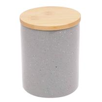 Potiche porcelana decor com tampa de madeira grey granilite cinza 10 x 10 x 13 cm