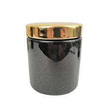 Potiche Preto Dourado Pote 10X8Cm Banheiro Para Decoração