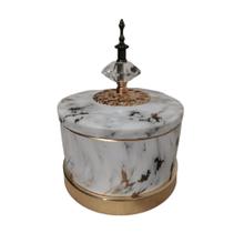 Potiche Redondo Marmorizado c Metal Luxo Formosa