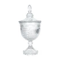 Potiche Vanessa De Vidro Com Pé Baleiro Decoração 24,5cm