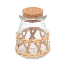 Potinho De Vidro Resistente 250ml Para Decoração Fibra Natural Tampa Rolha