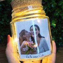 Potinho personalizado luz led brilha acende sua foto Presente namorada, mãe, amigo, casal, natal, ano novo, casamento