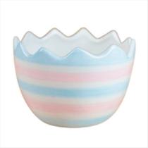 Potinho Porta Ovinho Azul Rosa Listrado Decorativo Bomboniere 14cm