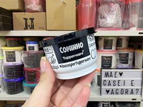 Potinho Tupperware Cominho Preto e Branco 140 ml