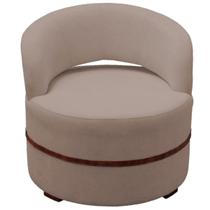 Potrona Decorativa Paris Estofada Redonda Bouclé Bege