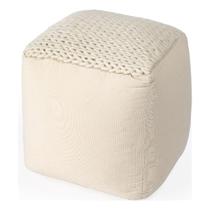 Pouffe Butler Fernandos Woven Creme/Marfim, algodão e lã Pouffe Butler Fernandos Woven Creme/Marfim, algodão e lã