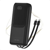 Power Bank 20000mAh 22,5W Turbo Carregador Portátil com Cabos Integrados e Display LED - α'GOLD