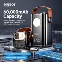 Power Bank 60000mAh 100W Ultra Rápido para Starlink, Notebooks, Viagens, proteção contra sobrecarga e curtocircuito , marca HREBOS