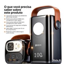 Power Bank 60000mAh 100W Ultra Rápido para Starlink, Notebooks, Viagens, proteção contra sobrecarga e curtocircuito , marca HREBOS Power Bank 60000mAh 100W Ultra Rápido para Starlink, Notebooks, Viagens, proteção contra sobrecarga e curtocircuito , marca HREBOS