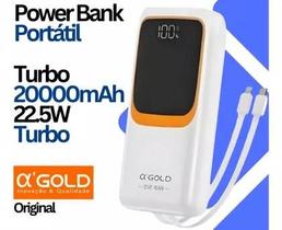 Power Bank AGold BTE40 20000mAh Turbo 22.5W Carregador Portátil Lightning TipoC