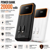 Power Bank Carregador Portátil 20000 mAh Universal Cabos Auxiliares 33W Display Digital Original Power Bank Carregador Portátil 20000 mAh Universal Cabos Auxiliares 33W Display Digital Original