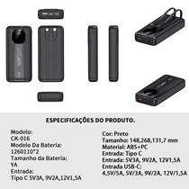 Power Bank Carregador Portátil Duplo 20000mAh Preto