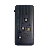 Power Bank CD04 10000mAh Carregador Portátil com Cabos Integrados Cor:Preto