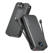 Power Bank citicr 20000mAh 22,5W com cabos integrados USB-C