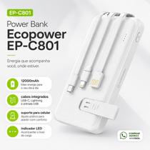 Power Bank Ecopower EP-C801 12000mAh Branco