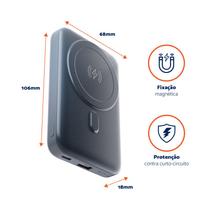 Power Bank Indução 10.000 mAh C/Suporte Dobrável Space Gray