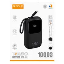 Power Bank QGold Pro 10000mAh 22.5W PD Turbo com Cabo Embutido Display Digital
