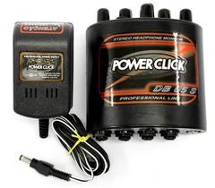 Power Click DB 05 S Stereo Monitor e Amplificador Áudio de Fone de Ouvido com Fonte de Energia