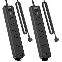 Power Strip BEVA, pacote com 2 tomadas, 3 portas USB, cabo de 3 m, 900J