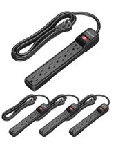 Power Strip DEWENWILS de 6 tomadas de 1,8 m com proteção contra sobretensão, pacote com 4 Power Strip DEWENWILS de 6 tomadas de 1,8 m com proteção contra sobretensão, pacote com 4