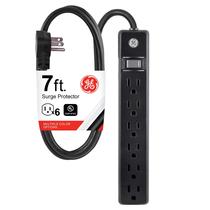 Power Strip GE de 6 tomadas de 7 pés com tomada de 3 pinos preta listada na UL