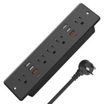 Power Strip HHSOET 45 W, carregamento rápido, 13 tomadas com USB preto