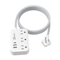 Power Strip Okleeic Flat Plug 3 tomadas AC 3 portas USB de 10 pés