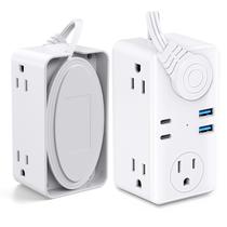 Power Strip Olcorife Flat Plug, 6 tomadas, 4 portas USB, cabo de 3 m