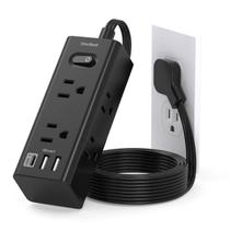 Power Strip One Beat, 1 pé com 6 tomadas, 3 portas USB, proteção contra sobretensão Power Strip One Beat, 1 pé com 6 tomadas, 3 portas USB, proteção contra sobretensão