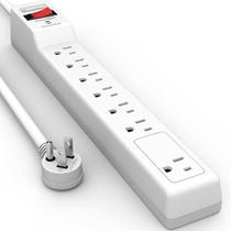 Power Strip PLUGTUL, 7 tomadas, cabo de 12 pés, proteção contra sobretensão 980J
