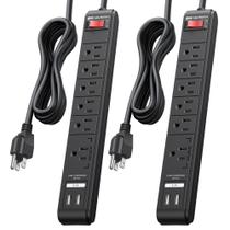 Power Strip Protetor de sobretensão Cable Matters, pacote com 2 unidades e 6 tomadas Power Strip Protetor de sobretensão Cable Matters, pacote com 2 unidades e 6 tomadas