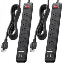 Power Strip Protetor de sobretensão Cable Matters, pacote com 2 unidades e 6 tomadas Power Strip Protetor de sobretensão Cable Matters, pacote com 2 unidades e 6 tomadas