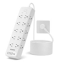 Power Strip Solidock Flat Plug, 20 tomadas, 6 portas USB, cabo de 3 m Power Strip Solidock Flat Plug, 20 tomadas, 6 portas USB, cabo de 3 m