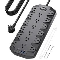 Power Strip SUPERDANNY 18 tomadas AC, 4 portas USB, cabo de 10 pés