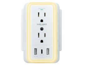 Power Strip SUREANCE de 6 tomadas com luz noturna, 3 portas USB 1050J Power Strip SUREANCE de 6 tomadas com luz noturna, 3 portas USB 1050J