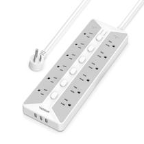 Power Strip TESSAN 12 tomadas 3 portas USB de 6 pés com protetor contra sobretensão