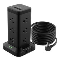 Power Strip Tower BEVA com 12 tomadas AC e 4 portas USB