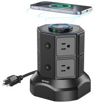 Power Strip Tower SUPERDANNY com carregador sem fio de 15 W preto