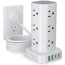 Power Strip Tower UWIWUTEI 12 tomadas AC 4 portas USB brancas