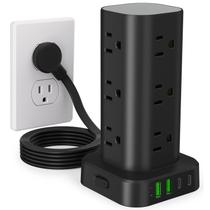 Power Strip Tower UWIWUTEI 12 tomadas AC 4 portas USB pretas Power Strip Tower UWIWUTEI 12 tomadas AC 4 portas USB pretas