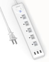 Power Strip WRXDMC de 2 pinos a 3 pinos com cabo de 5 pés e USB