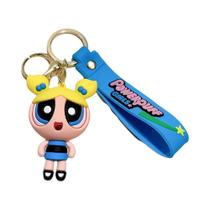 Powerpuff Meninas Silicone Boneca Pingente Chaveiro Para Mulheres Homens Dos Desenhos Animados