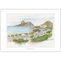 Praia de Botafogo Rio de Janeiro Arte Aquarela para Quadro Decorativo Decoração Elegante A4 Praia de Botafogo Rio de Janeiro Arte Aquarela para Quadro Decorativo Decoração Elegante A4