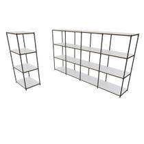 Praleira De Aço Reforçada Mini Porta Pallet 200x60x90 Estante Estoque Bandeja Branca 1 Módulo + 4 Módulos Conjugados