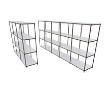 Praleira De Aço Reforçada Mini Porta Pallet 200x60x90 Estante Estoque Bandeja Branca Módulos Conjugados 3 + 5 Praleira De Aço Reforçada Mini Porta Pallet 200x60x90 Estante Estoque Bandeja Branca Módulos Conjugados 3 + 5